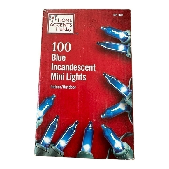 NIB HOME ACCENTS 100 Blue Incandescent Mini Lights String INDOOR /OUTDOOR Lights - Picture 2 of 4